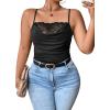 imageSOLY HUX Womens Plus Size Lace Trim Ruched Cami Tops Spaghetti Strap Draped Front CamisoleSolid Black