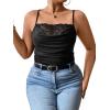 imageSOLY HUX Womens Plus Size Lace Trim Ruched Cami Tops Spaghetti Strap Draped Front CamisoleSolid Black