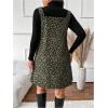imageSOLY HUX Womens Plus Size Leopard Print V Neck Short Dress Sleeveless Overall Flowy Fall DressesArmy Green Leopard