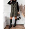 imageSOLY HUX Womens Plus Size Leopard Print V Neck Short Dress Sleeveless Overall Flowy Fall DressesArmy Green Leopard