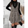 imageSOLY HUX Womens Plus Size Leopard Print V Neck Short Dress Sleeveless Overall Flowy Fall DressesBeige Leopard