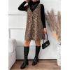 imageSOLY HUX Womens Plus Size Leopard Print V Neck Short Dress Sleeveless Overall Flowy Fall DressesBrown Leopard