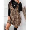 imageSOLY HUX Womens Plus Size Leopard Print V Neck Short Dress Sleeveless Overall Flowy Fall DressesBrown Leopard
