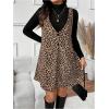 imageSOLY HUX Womens Plus Size Leopard Print V Neck Short Dress Sleeveless Overall Flowy Fall DressesBrown Leopard