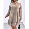 imageSOLY HUX Womens Plus Size Long Sleeve Ruffle Hem T Shirt Babydoll Dress Casual Fall DressesPure Pink