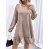 imageSOLY HUX Womens Plus Size Long Sleeve Ruffle Hem T Shirt Babydoll Dress Casual Fall DressesPure Pink