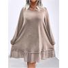 imageSOLY HUX Womens Plus Size Long Sleeve Ruffle Hem T Shirt Babydoll Dress Casual Fall DressesPure Pink