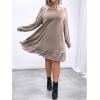 imageSOLY HUX Womens Plus Size Long Sleeve Ruffle Hem T Shirt Babydoll Dress Casual Fall DressesPure Pink