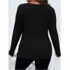 imageSOLY HUX Womens Plus Size Long Sleeve Shirt Deep V Neck Criss Cross Tops Ribbed Slim Fit Tee ShirtsPure Black