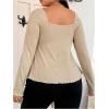 imageSOLY HUX Womens Plus Size Peplum Tops Long Sleeve T Shirts Casual Sexy Ruched Sweetheart Neck Ruffle Hem TeesSolid Apricot