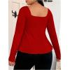 imageSOLY HUX Womens Plus Size Peplum Tops Long Sleeve T Shirts Casual Sexy Ruched Sweetheart Neck Ruffle Hem TeesSolid Red