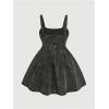 imageSOLY HUX Womens Plus Size Scoop Neck Denim Dress Sleeveless A Line Flowy Mini Jean DressesSolid Black