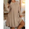 imageSOLY HUX Womens Plus Size Sweater Dress Crew Neck Raglan Long Sleeve Cable Knit Dressy Casual DressesPure Apricot
