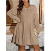 imageSOLY HUX Womens Plus Size Sweater Dress Crew Neck Raglan Long Sleeve Cable Knit Dressy Casual DressesPure Apricot