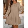 imageSOLY HUX Womens Plus Size Sweater Dress Crew Neck Raglan Long Sleeve Cable Knit Dressy Casual DressesPure Apricot