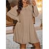 imageSOLY HUX Womens Plus Size Sweater Dress Crew Neck Raglan Long Sleeve Cable Knit Dressy Casual DressesPure Apricot