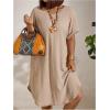imageSOLY HUX Womens Plus Size T Shirt Dress Short Sleeve Round Neck Summer Midi DressesPlain Apricot