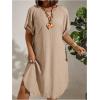 imageSOLY HUX Womens Plus Size T Shirt Dress Short Sleeve Round Neck Summer Midi DressesPlain Apricot