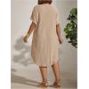 imageSOLY HUX Womens Plus Size T Shirt Dress Short Sleeve Round Neck Summer Midi DressesPlain Apricot