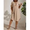 imageSOLY HUX Womens Plus Size T Shirt Dress Short Sleeve Round Neck Summer Midi DressesPlain Apricot