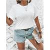 imageSOLY HUX Womens Plus Size T Shirts Hollow Out Short Sleeve Tee Summer TopsSolid White