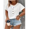 imageSOLY HUX Womens Plus Size T Shirts Short Sleeve Round Neck Button Front Casual Tee TopsPlain White