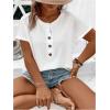 imageSOLY HUX Womens Plus Size T Shirts Short Sleeve Round Neck Button Front Casual Tee TopsPlain White