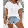 imageSOLY HUX Womens Plus Size T Shirts Short Sleeve Round Neck Button Front Casual Tee TopsPlain White