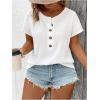 imageSOLY HUX Womens Plus Size T Shirts Short Sleeve Round Neck Button Front Casual Tee TopsPlain White