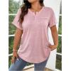 imageSOLY HUX Womens Plus Size T Shirts Short Sleeve Round Neck Half Button Tee TopsPlain Pink