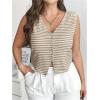 imageSOLY HUX Womens Plus Size Tank Top Striped V Neck Sleeveless Button Down Summer TopsMulticoloured Striped