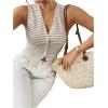 imageSOLY HUX Womens Plus Size Tank Top Striped V Neck Sleeveless Button Down Summer TopsMulticoloured Striped