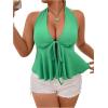 imageSOLY HUX Womens Plus Size Tops Halter Deep V Neck Tie Front Split Summer TopSolid Green