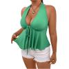 imageSOLY HUX Womens Plus Size Tops Halter Deep V Neck Tie Front Split Summer TopSolid Green