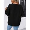 imageSOLY HUX Womens Plus Size Tops Notched Neck Ruffle Half Sleeve Summer BlousePlain Black