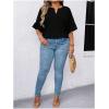 imageSOLY HUX Womens Plus Size Tops Notched Neck Ruffle Half Sleeve Summer BlousePlain Black