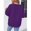 imageSOLY HUX Womens Plus Size Tops Notched Neck Ruffle Half Sleeve Summer BlousePlain Purple