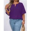 imageSOLY HUX Womens Plus Size Tops Notched Neck Ruffle Half Sleeve Summer BlousePlain Purple