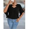 imageSOLY HUX Womens Plus Size Tops Ruffle Short Sleeve Chain Cut Out Casual Solid BlousePure Black