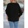 imageSOLY HUX Womens Plus Size Tops Ruffle Short Sleeve Chain Cut Out Casual Solid BlousePure Black