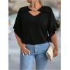 imageSOLY HUX Womens Plus Size Tops Ruffle Short Sleeve Chain Cut Out Casual Solid BlousePure Black