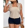 imageSOLY HUX Womens Plus Size Tops Ruffle Sleeveless Square Neck Casual Summer BlousePlain Apricot
