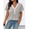 imageSOLY HUX Womens Plus Size Tops Striped V Neck Short Sleeve Tee Casual Summer T ShirtsMulticoloured Striped