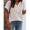 imageSOLY HUX Womens Plus Size Tops Striped V Neck Short Sleeve Tee Casual Summer T ShirtsMulticoloured Striped