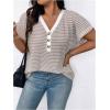 imageSOLY HUX Womens Plus Size Tops Striped V Neck Short Sleeve Tee Casual Summer T ShirtsMulticoloured Striped
