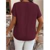 imageSOLY HUX Womens Plus Size Tops Twist Front V Neck Cut Out Petal Short Sleeve BlouseSolid Burgundy