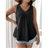 imageSOLY HUX Womens Plus Size Tops V Neck Sleeveless Ruched Casual Summer Tank TopPlain Black