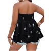 imageSOLY HUX Womens Plus Size Tube Tops Floral Print Shirred Strapless Sleeveless Peplum Ruffle TopBlack Floral
