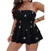imageSOLY HUX Womens Plus Size Tube Tops Floral Print Shirred Strapless Sleeveless Peplum Ruffle TopBlack Floral