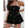 imageSOLY HUX Womens Plus Size Tube Tops Floral Print Shirred Strapless Sleeveless Peplum Ruffle TopBlack Floral Print